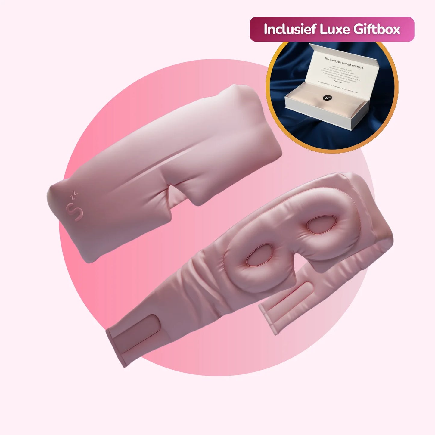 3D Zijden Slaapmasker - Soft Pink